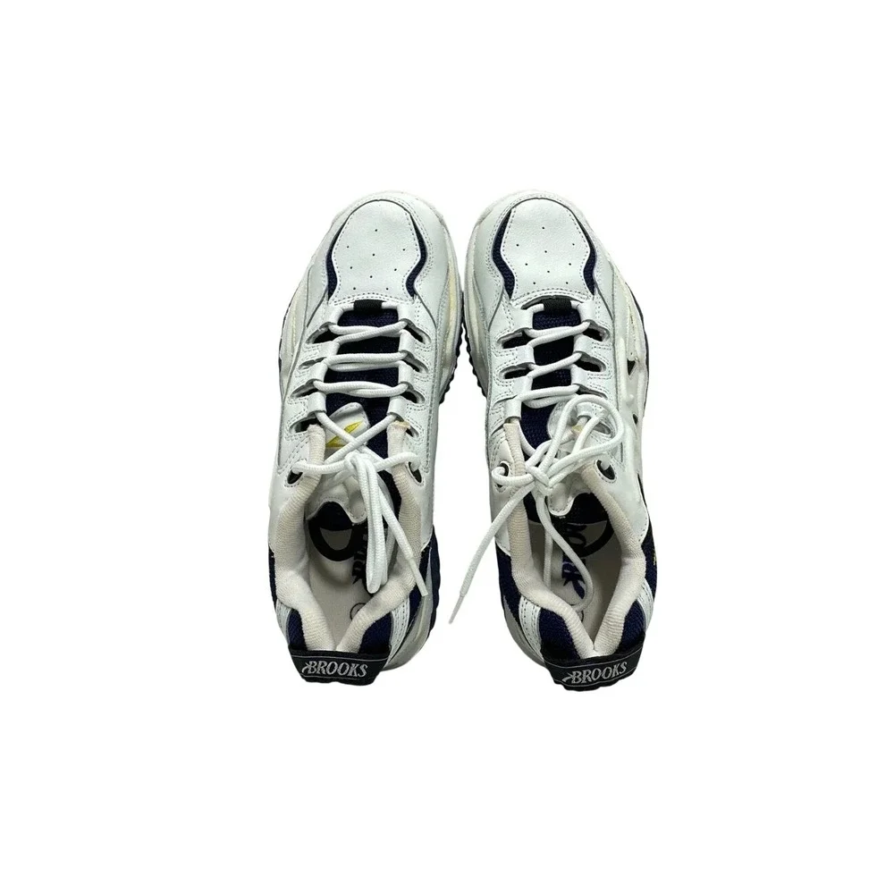 Brooks 23448 Vtg Chunky Sneakers White Navy‎ Blue Mens 8 Womens 9.5 Y2K 90s